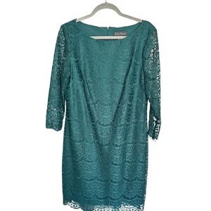 Jessica Howard Teal Lace 3/4 Sleeve Dress Size 12